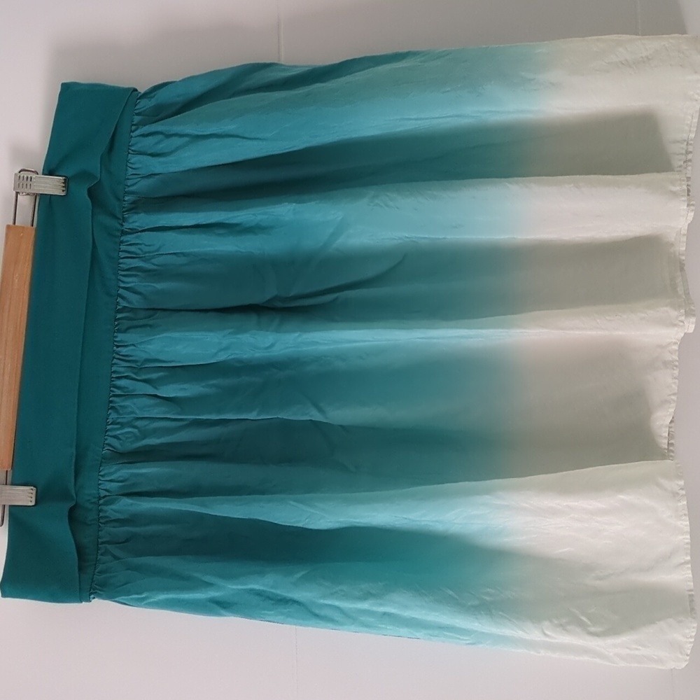 Ann Taylor Teal to White Ombre Circle Skirt